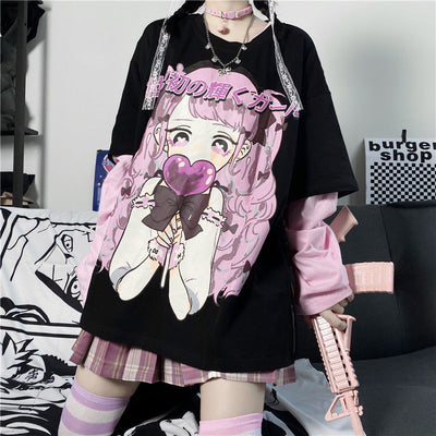 Wild Two-Dimensional Printing Fake Two T-Shirts