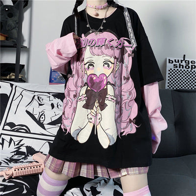 Wild Two-Dimensional Printing Fake Two T-Shirts